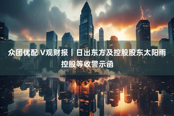 众团优配 V观财报｜日出东方及控股股东太阳雨控股等收警示函